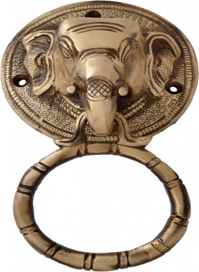 Two Moustaches Elephant Face Brass Door Knocker - Image 1